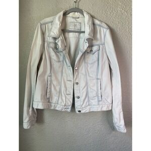 LOFT Women's XL White Denim Jean Jacket Light Wash Classic Trucker